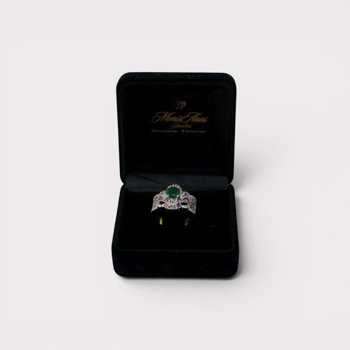 Emerald Ruby Lace Ring - Monis Anas Jewellers