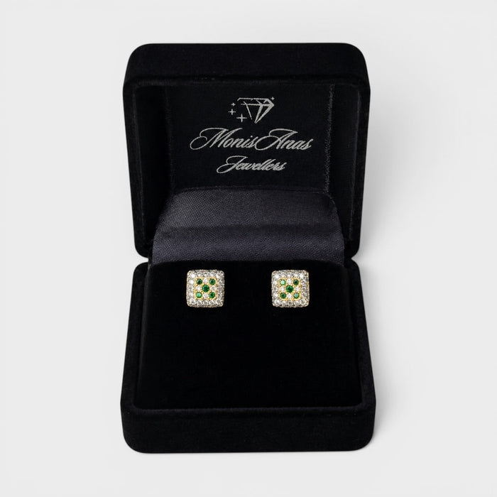 Emerald Square Studs - Monis Anas Jewellers