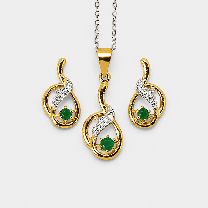 Emerald Swirl Pendant Set - Monis Anas Jewellers