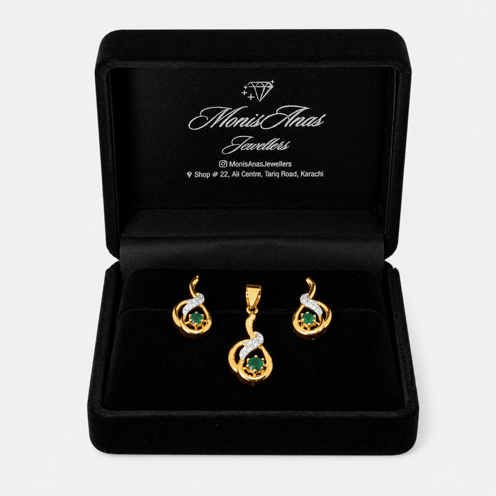 Emerald Swirl Pendant Set - Monis Anas Jewellers