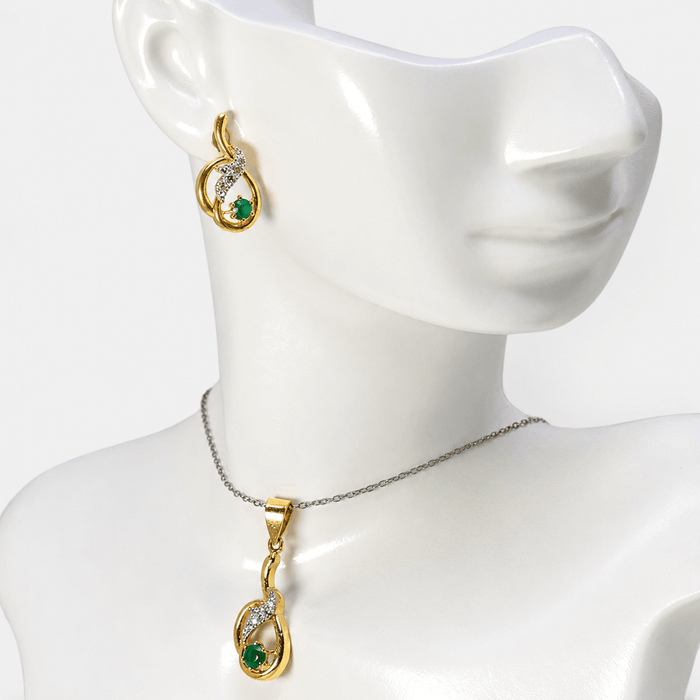 Emerald Swirl Pendant Set - Monis Anas Jewellers