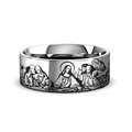 EUCHARIST Silver tungsten Christian wedding ring — angle 1