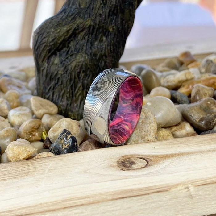 EVANS — display shot — men's damascus steel wedding ring | Aydins Jewelry