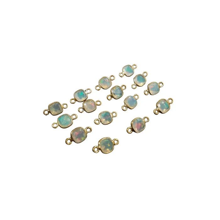 Faceted Ethiopian Opal Gold Vermeil Fire Opal Connector Charm - K Jewelry Accessories