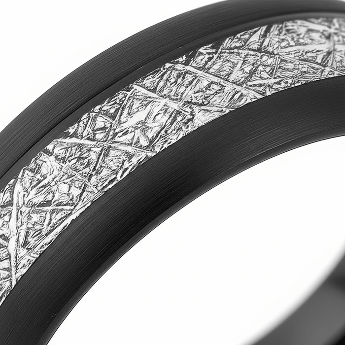 FERMI — close-up detail — men's tungsten carbide wedding ring | Aydins Jewelry
