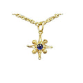Floral 18k Gold Blue Sapphire Pendant: Handmade Cabochon Jewelry - K Jewelry Accessories