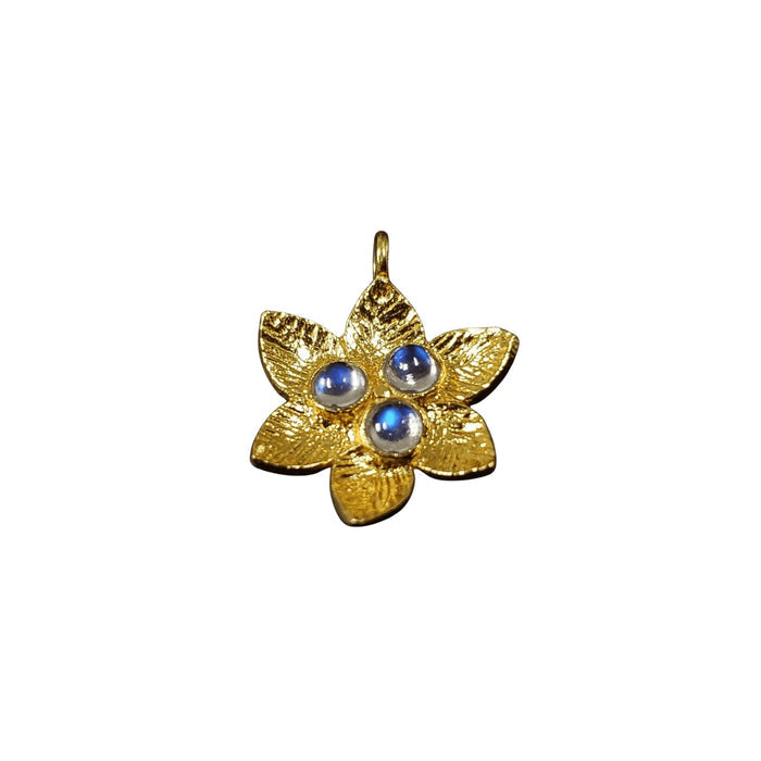 Floral 925 Gold Vermeil Rainbow Moonstone Charm - K Jewelry Accessories