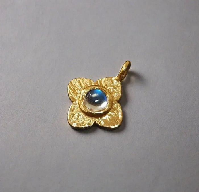Floral 925 Gold vermeil Rainbow Moonstone Charm - K Jewelry Accessories