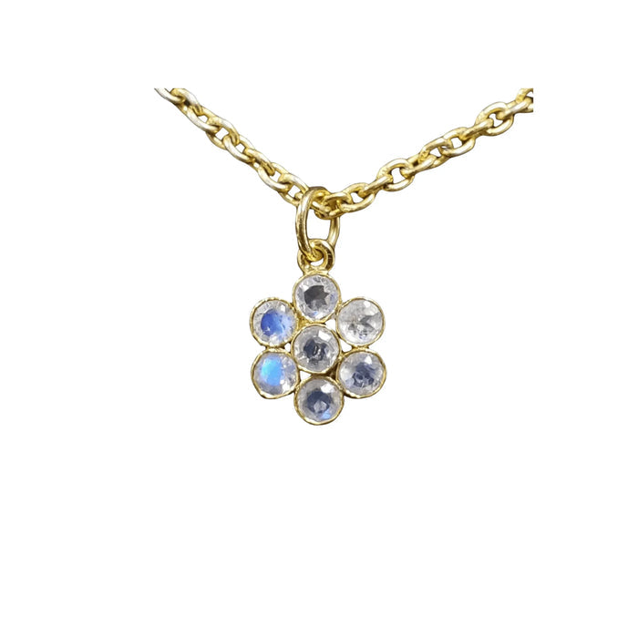 Flower Shape 14k Rainbow Moonstone Pendant Gold - K Jewelry Accessories