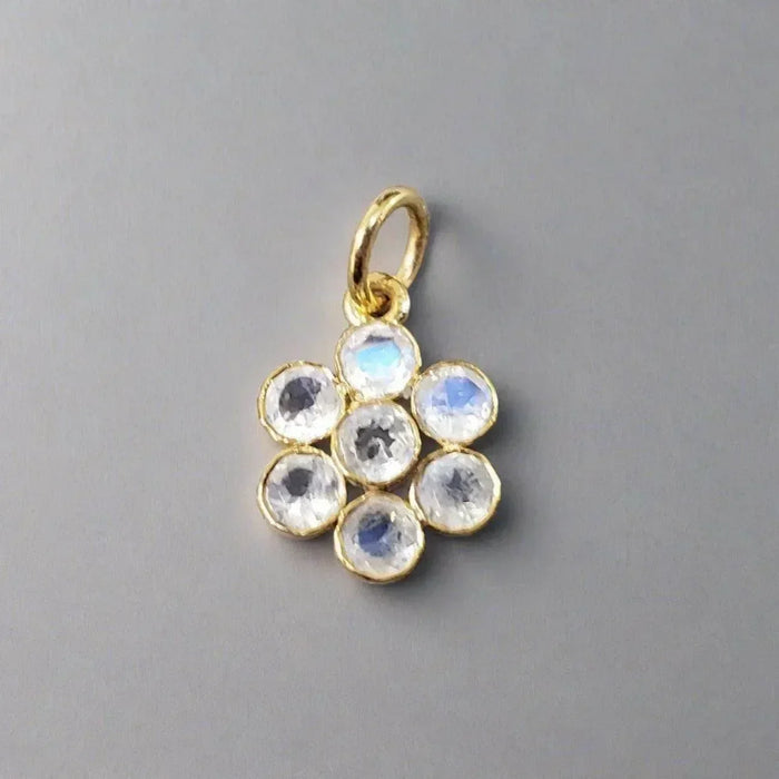 Flower Shape 14k Rainbow Moonstone Pendant Gold - K Jewelry Accessories