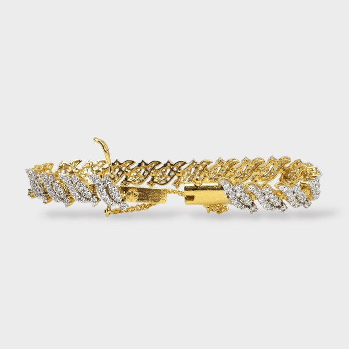Full Iced Cuban Link Bracelet – 18K Gold Plated - Monis Anas Jewellers