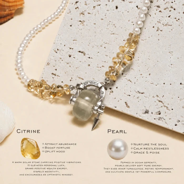 Gemini Citrine & Pearl Necklace