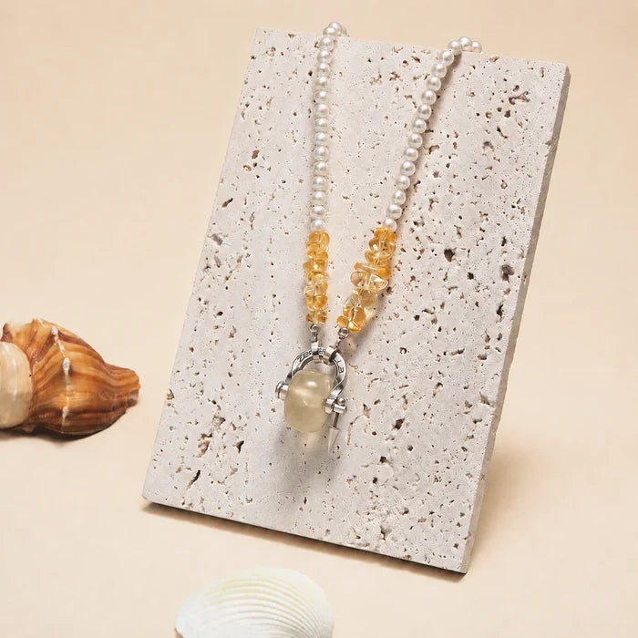 Gemini Citrine & Pearl Necklace