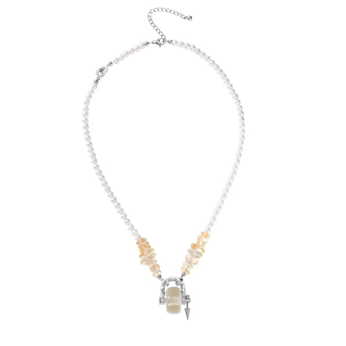 Gemini Citrine & Pearl Necklace