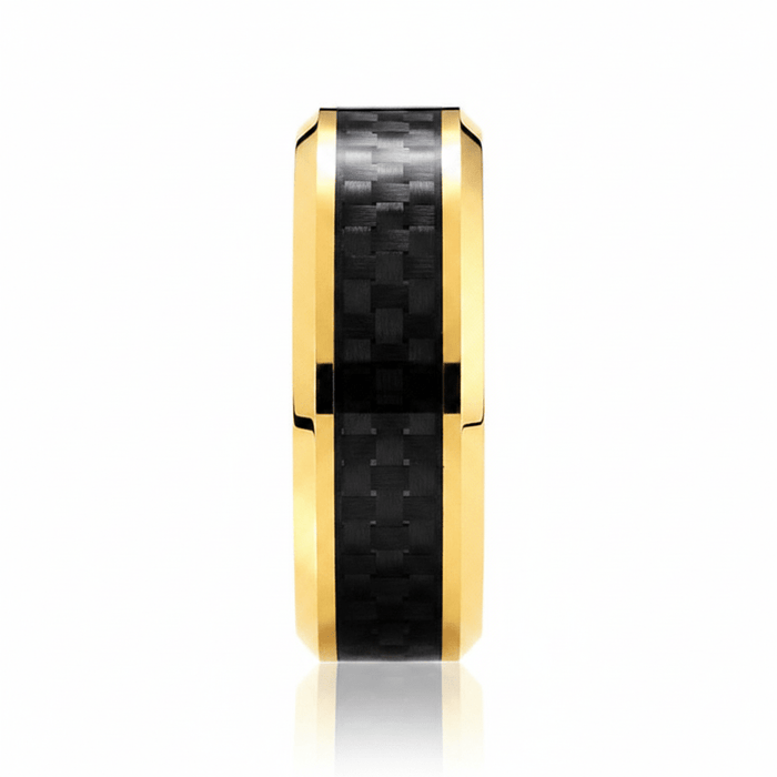 GILDWING — Front-facing straight-on view — men's tungsten wedding ring.