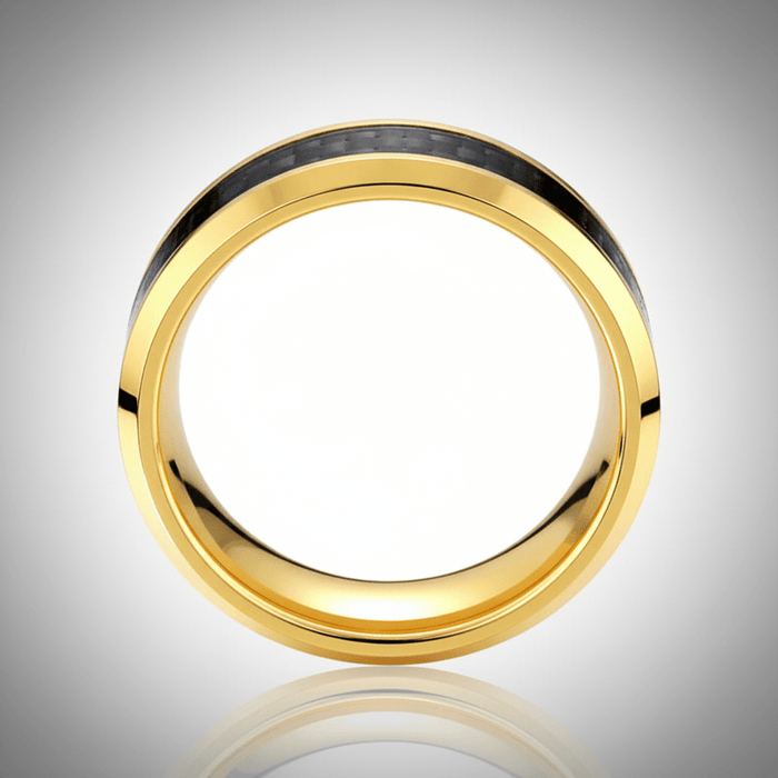 GILDWING — Center-through axial view — men's tungsten wedding ring.