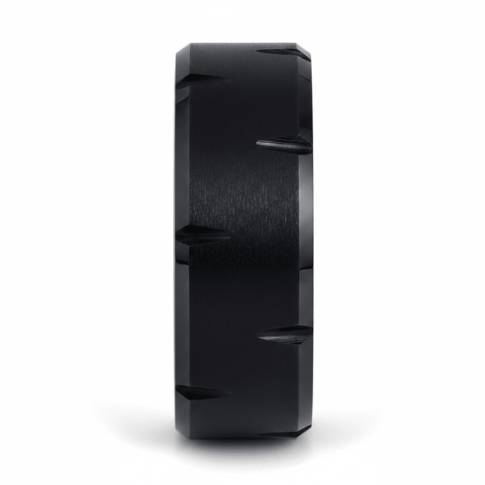 GILTBLADE — Front-facing straight-on view — men's tungsten wedding ring.