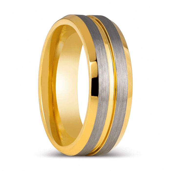 GLEAMLINE — Hero product shot — men's tungsten wedding ring.