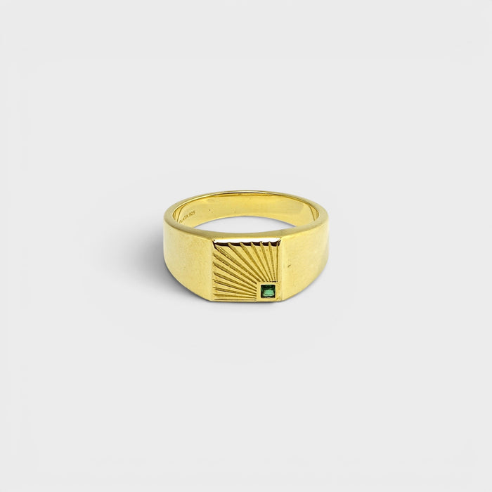 Gold Sunburst Signet Ring - Monis Anas Jewellers