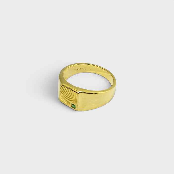 Gold Sunburst Signet Ring - Monis Anas Jewellers