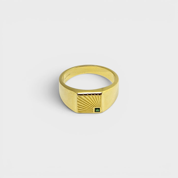 Gold Sunburst Signet Ring - Monis Anas Jewellers