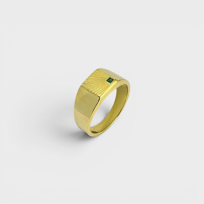 Gold Sunburst Signet Ring - Monis Anas Jewellers