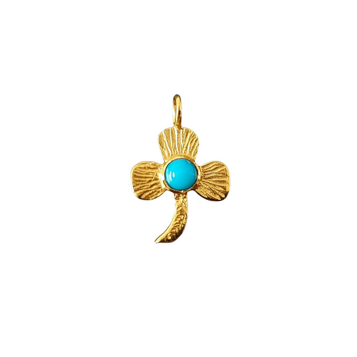 Gold Vermeil 3 Leaf Clover Turquoise Charm - K Jewelry Accessories