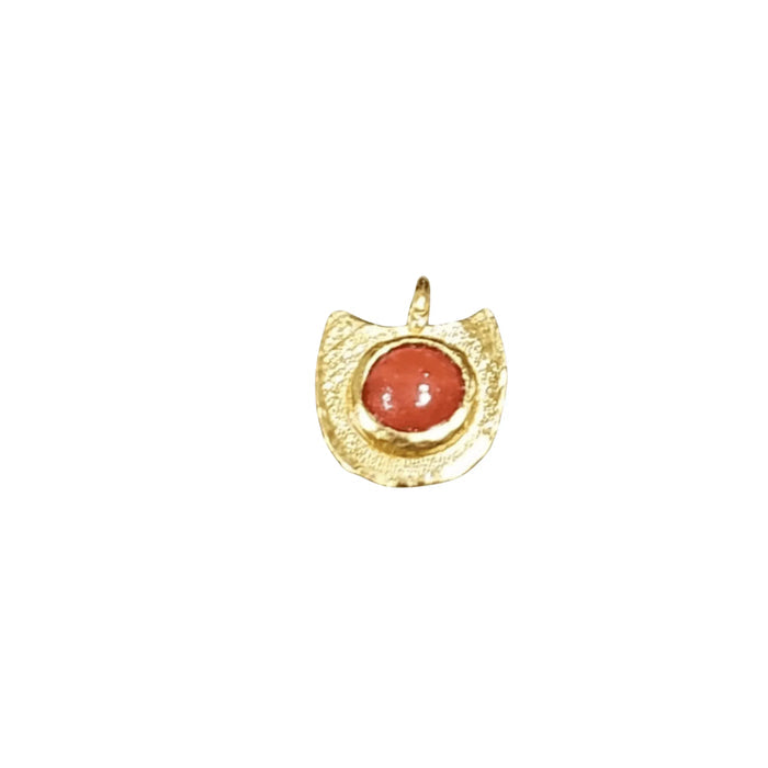 Gold Vermeil Anchor Shape Red Coral Charm Pendant - K Jewelry Accessories