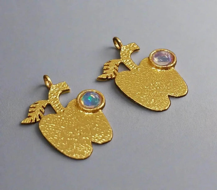 Gold Vermeil Apple Shape Ethiopian Opal Charm Pendant - K Jewelry Accessories