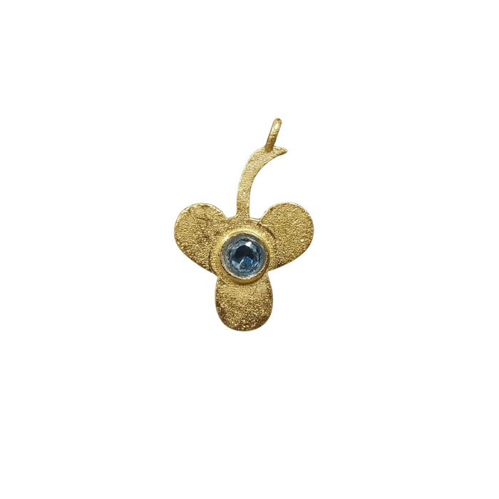 Gold Vermeil Blue Topaz Floral Charm Pendant - K Jewelry Accessories