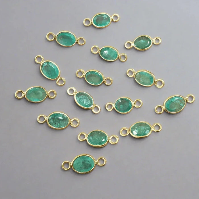 Gold Vermeil Connector Emerald Charms For Bracelet - K Jewelry Accessories