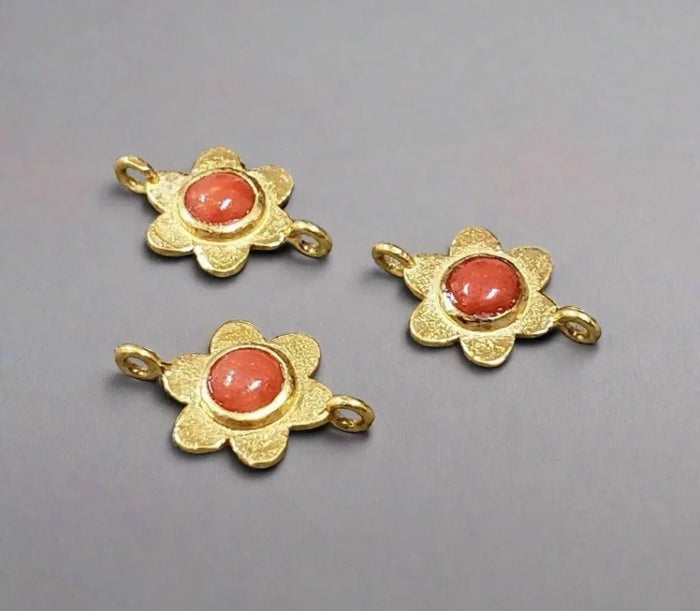 Gold Vermeil Coral Connector Charms | 925 Silver Handmade Coral Charm - K Jewelry Accessories
