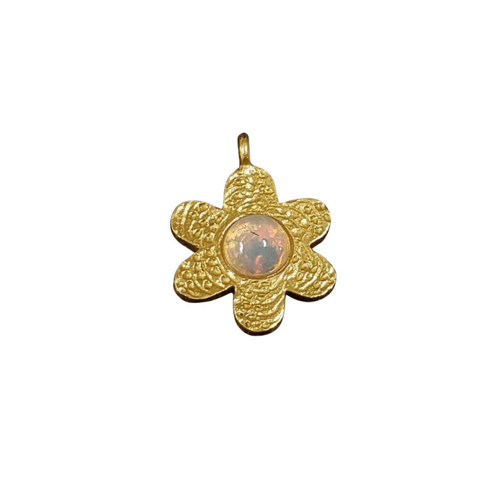 Gold Vermeil Cute Flower Ethiopian Opal Charm Pendant - K Jewelry Accessories