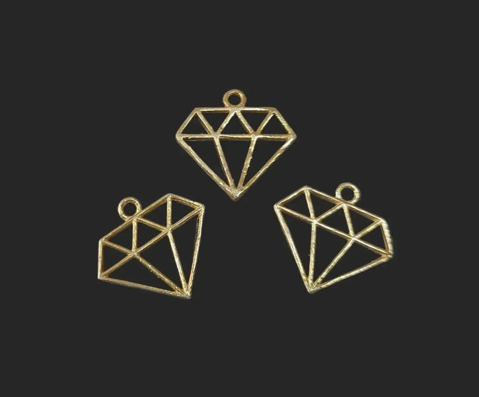 Gold diamond-shaped charms for jewelry making, elegant and geometric design