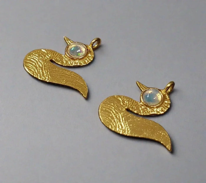 Gold Vermeil Duck Shape Ethiopian Opal Charm - K Jewelry Accessories