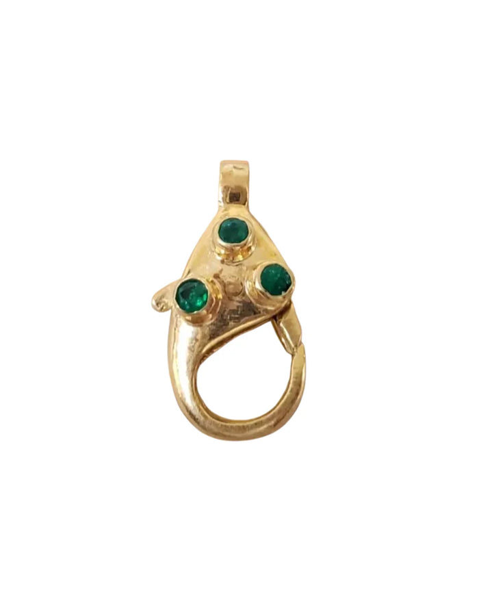 Gold Vermeil Emerald Lobster Clasp: Handmade Necklace Bracelet Connector
