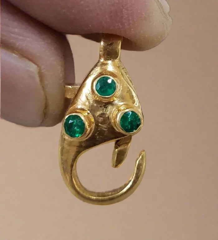 Gold Vermeil Emerald Lobster Clasp: Handmade Necklace Bracelet Connector