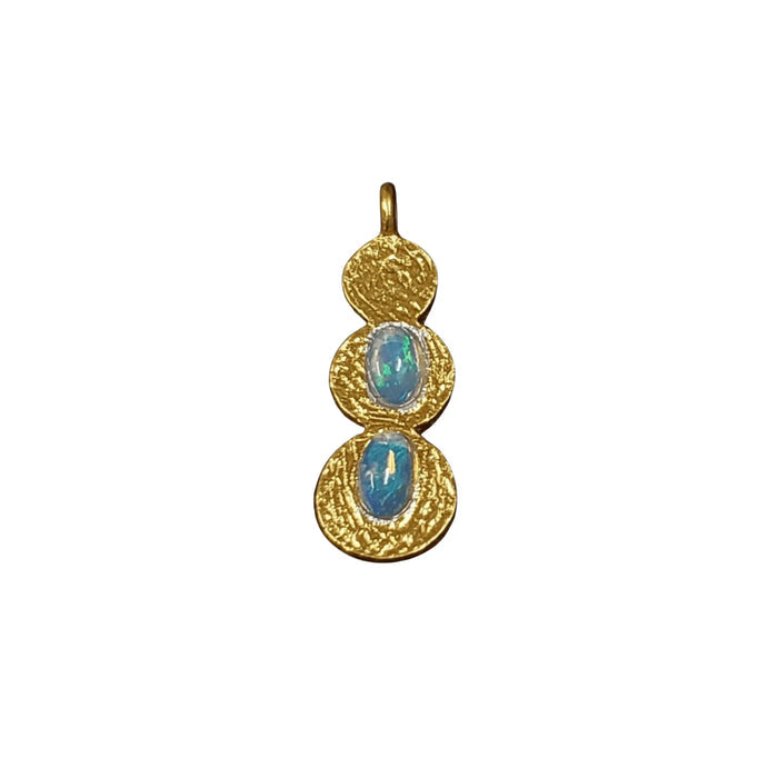 Gold Vermeil Ethiopian Fire Opal Charm 2 stone Pendant - K Jewelry Accessories
