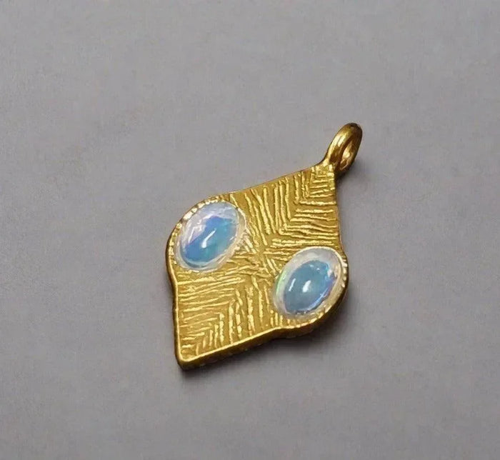 Gold Vermeil Ethiopian Fire Opal Charm with natural stone - K Jewelry Accessories