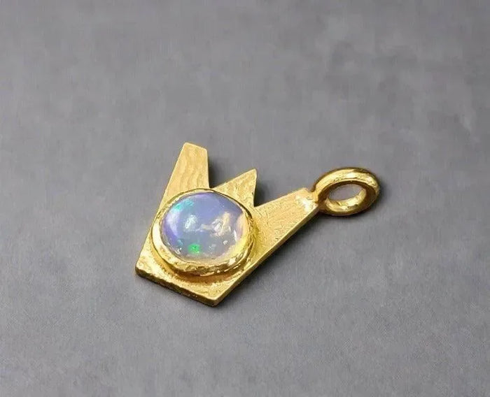 Gold Vermeil Ethiopian Opal Crown Charm Pendant - K Jewelry Accessories
