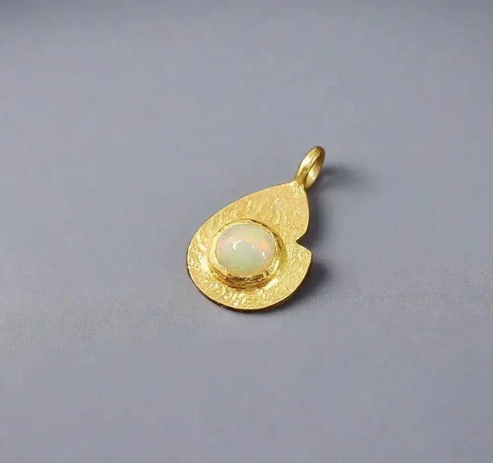 Gold Vermeil Ethiopian Opal Dainty Charm Pendant - K Jewelry Accessories