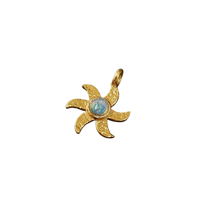 Gold Vermeil Ethiopian Opal Floral Charm Pendant - K Jewelry Accessories