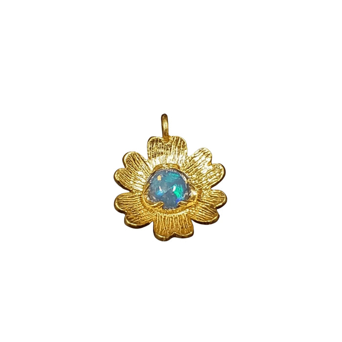 Gold Vermeil Ethiopian Opal Flower Shape Charm Designer - K Jewelry Accessories