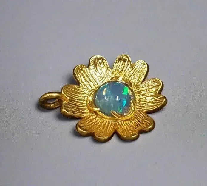 Gold Vermeil Ethiopian Opal Flower Shape Charm Designer - K Jewelry Accessories