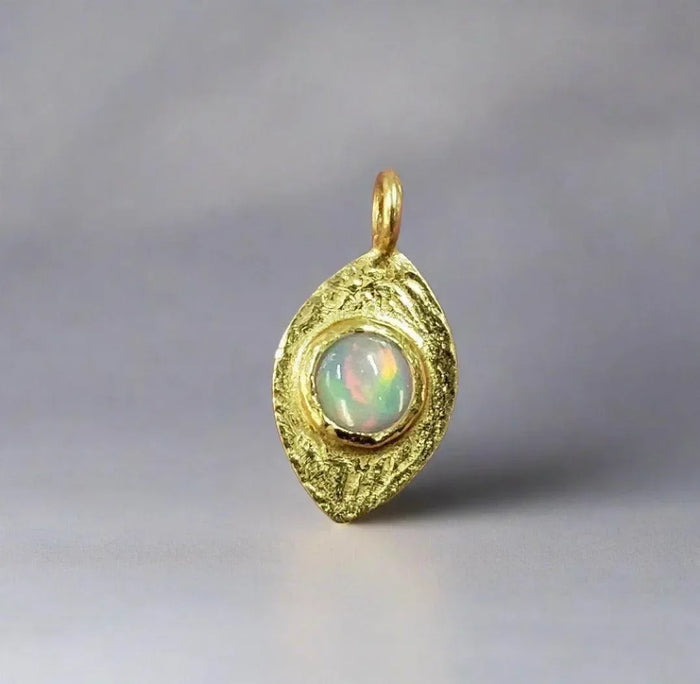 Gold Vermeil Ethiopian Opal Marquise Charm Pendant - K Jewelry Accessories