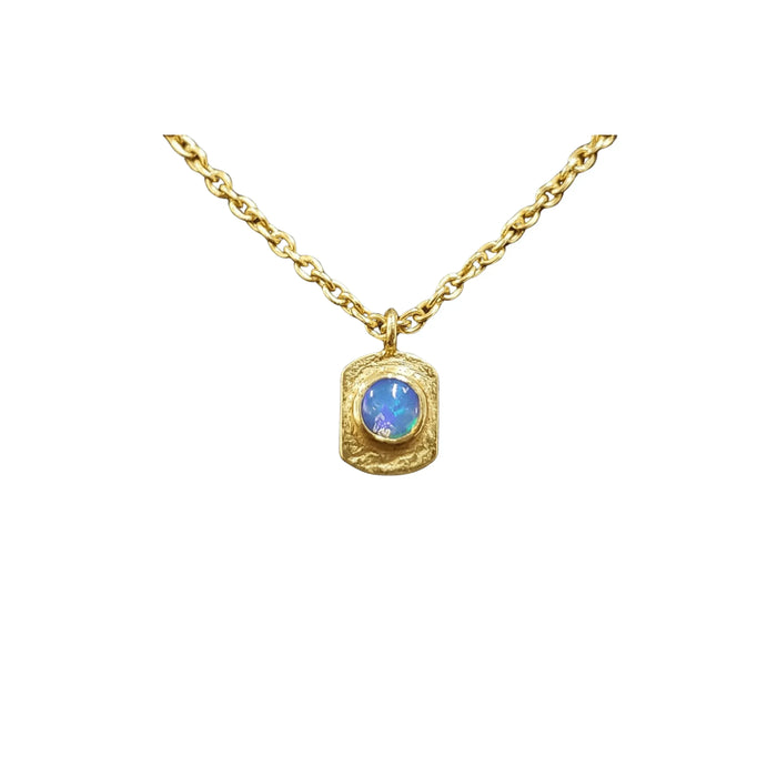 Gold Vermeil Ethiopian Opal Minimalist Charm Pendant - K Jewelry Accessories