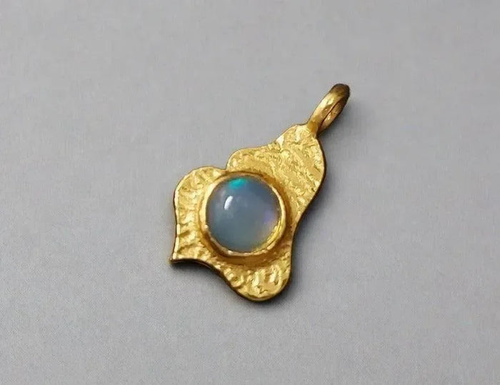 Gold Vermeil Ethiopian Opal Minimalist Charm Pendant - K Jewelry Accessories