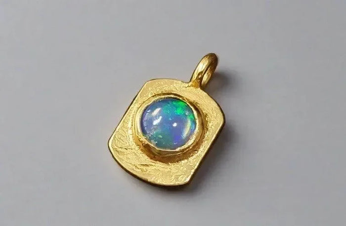 Gold Vermeil Ethiopian Opal Minimalist Charm Pendant - K Jewelry Accessories