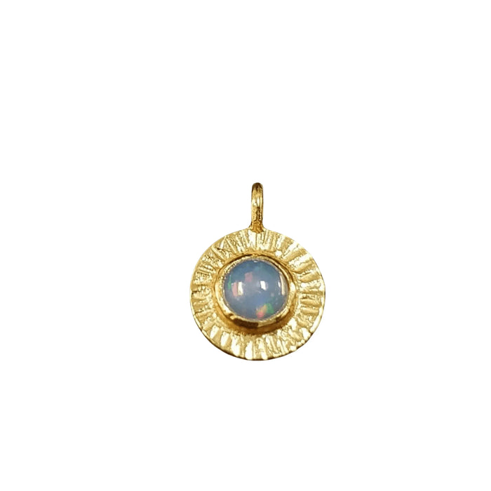 Gold Vermeil Ethiopian Opal Round Charm Pendant handmade - K Jewelry Accessories