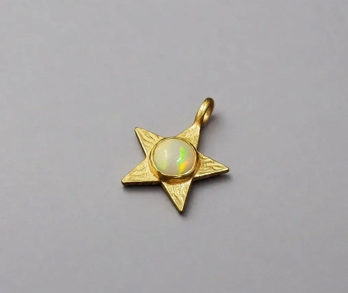 Gold Vermeil Ethiopian Opal Star Charm Pendant - K Jewelry Accessories
